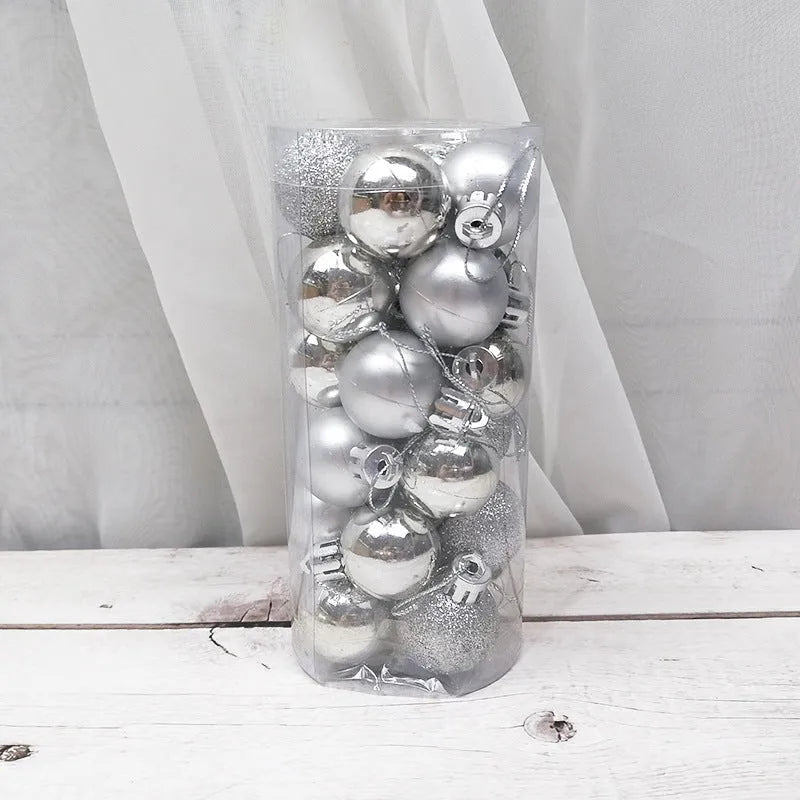 3cm diameter Christmas ball decorations in multiple colours including gold, red and silver