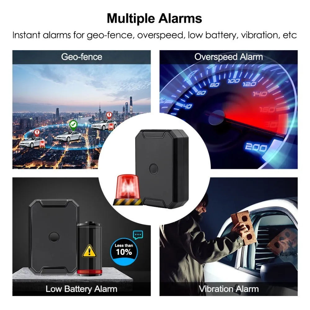 Black GPS car locator with 6000mAh battery and ceramic antenna for vehicle tracking