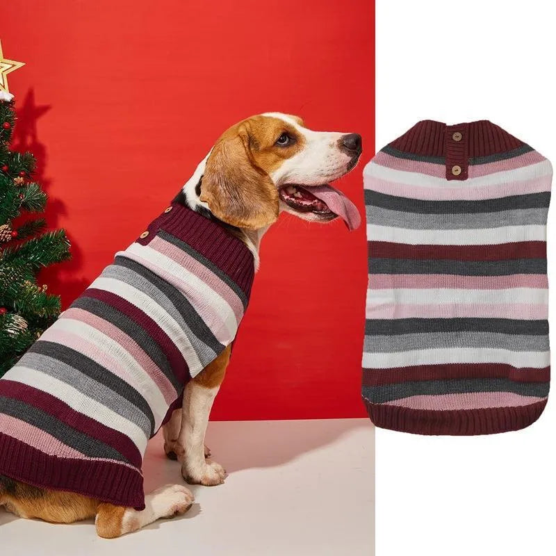 Grey dog sweater with a horizontal zipper and button pocket on a small dog.
