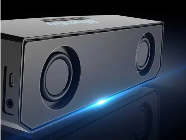 Black BS-6 Bluetooth smart speaker with 52mm drive units showing compact dimensions