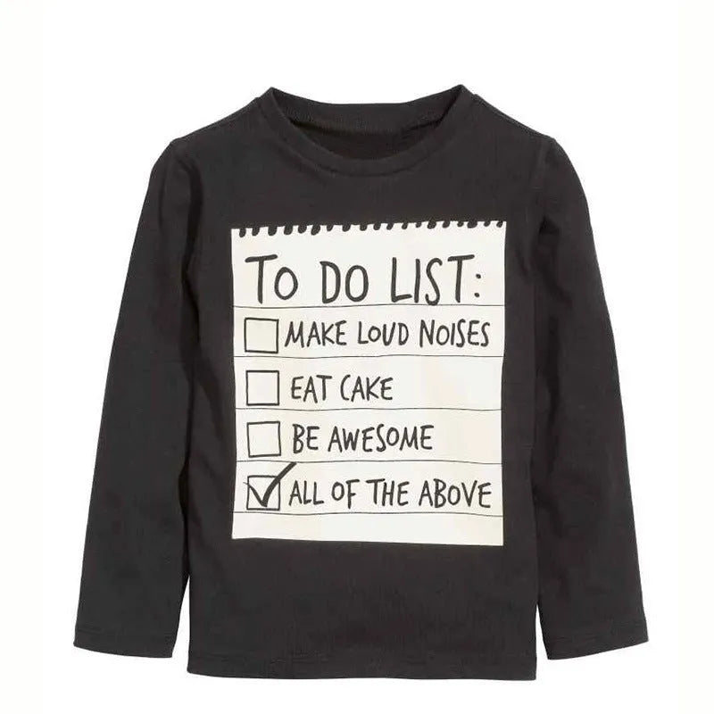 Boys' two-piece cotton clothing set with long sleeve T-shirt and pants in letter pattern