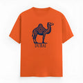 Orange cotton unisex T-shirt with short sleeves and round neck, shown on hanger