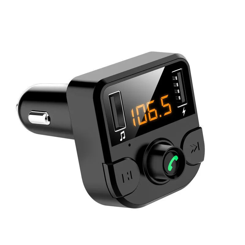 Black BT36B car MP3 Bluetooth player with 1.1-inch display for cigarette lighter power.