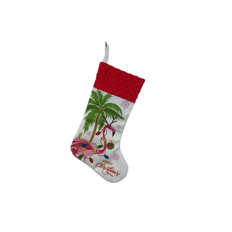 Cloth Christmas stocking decoration with American style design measuring 46cm by 28cm