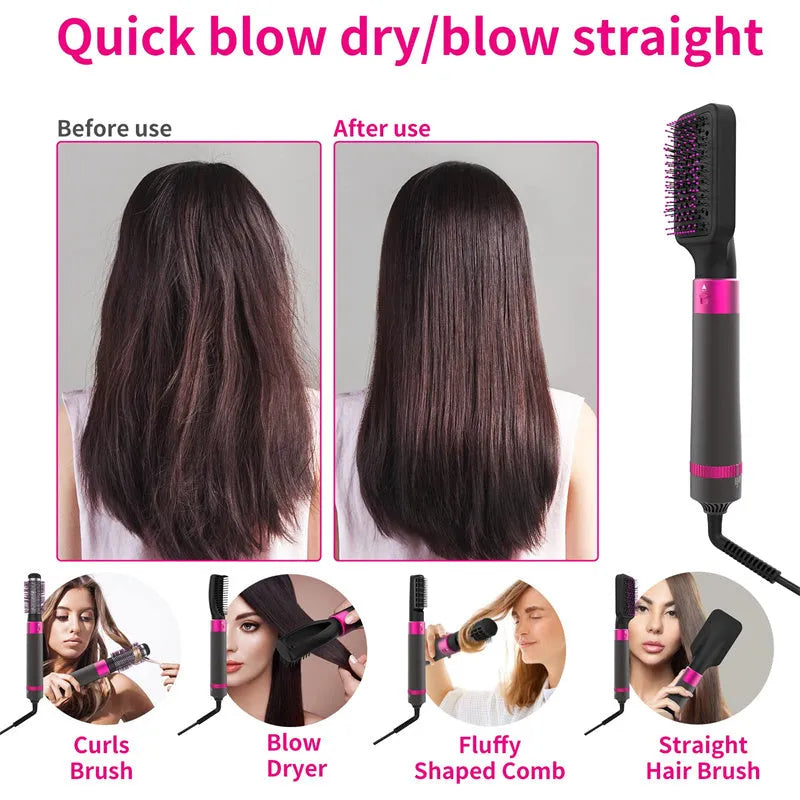 Dyson grey 5 in 1 hair dryer brush styling tool with five attachment brushes
