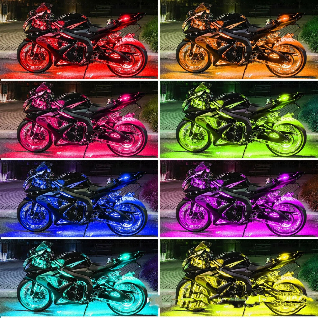 RGB LED light bar kit with wireless remote for car and motorcycle atmosphere lighting