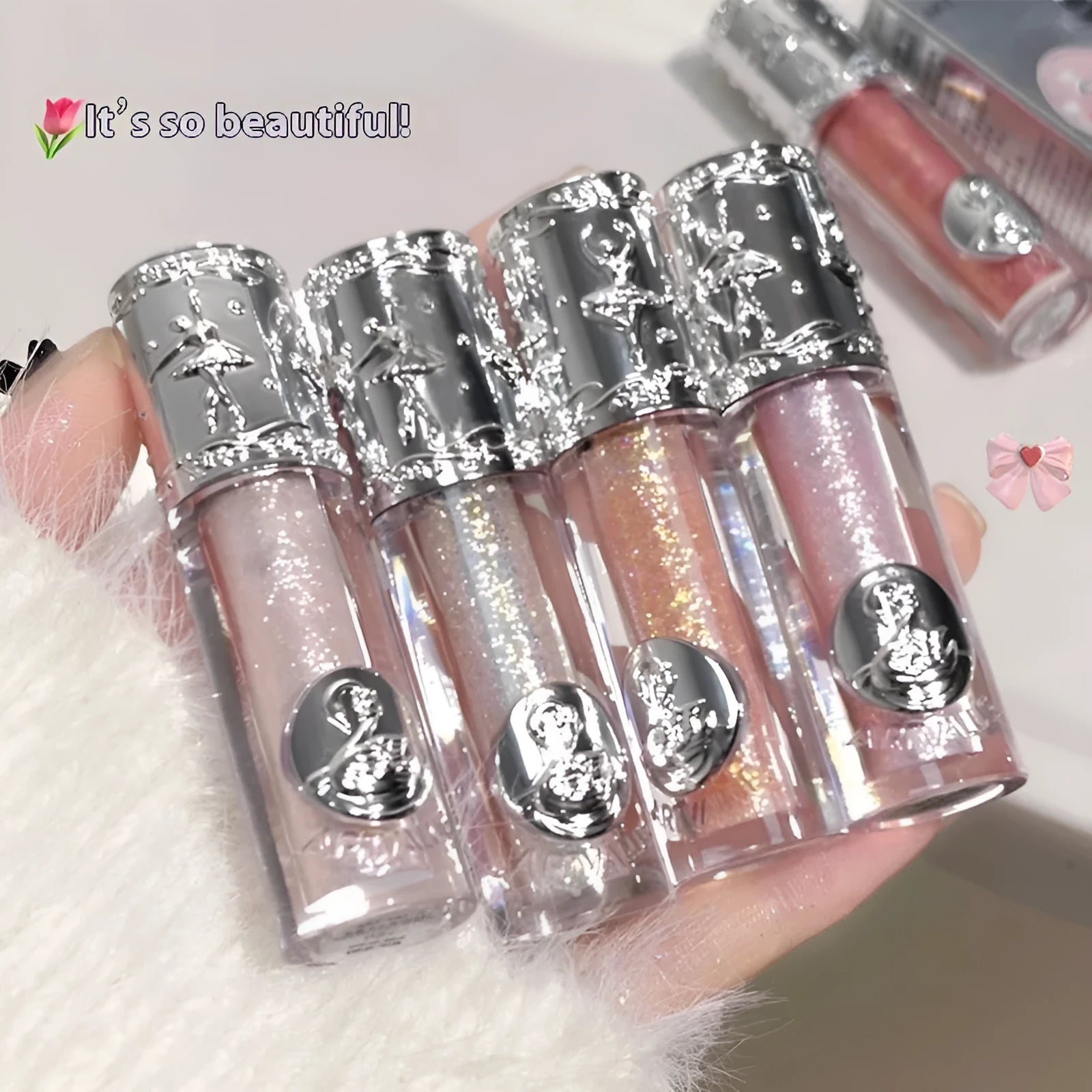 Ballet Liquid Eye Shadow collection showing five colour options including Sakura Field and Pillow Fairy Tale shades