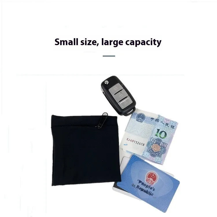 Adjustable fabric armband phone holder for wrists, shown with strap and 10x10.5cm phone compartment.