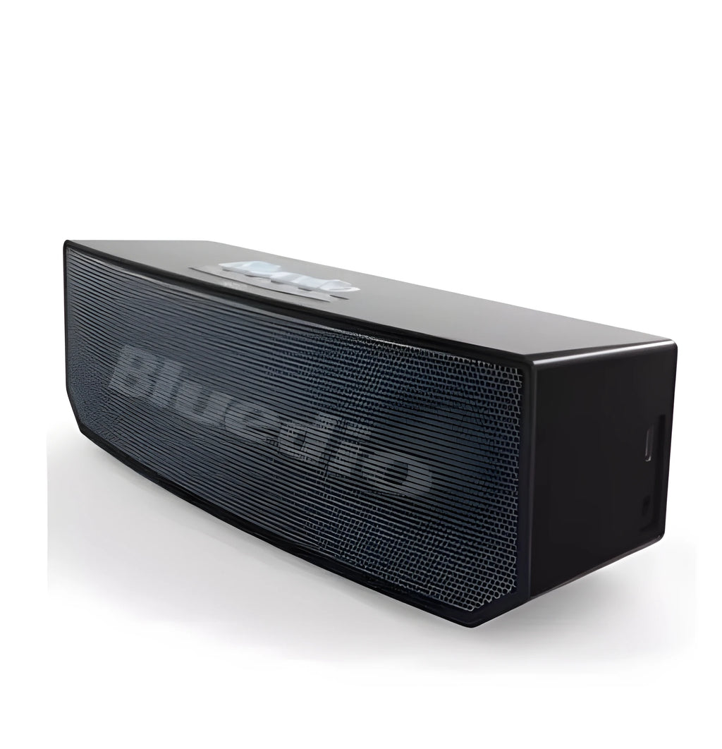 Black BS-6 Bluetooth smart speaker with 52mm drive units showing compact dimensions