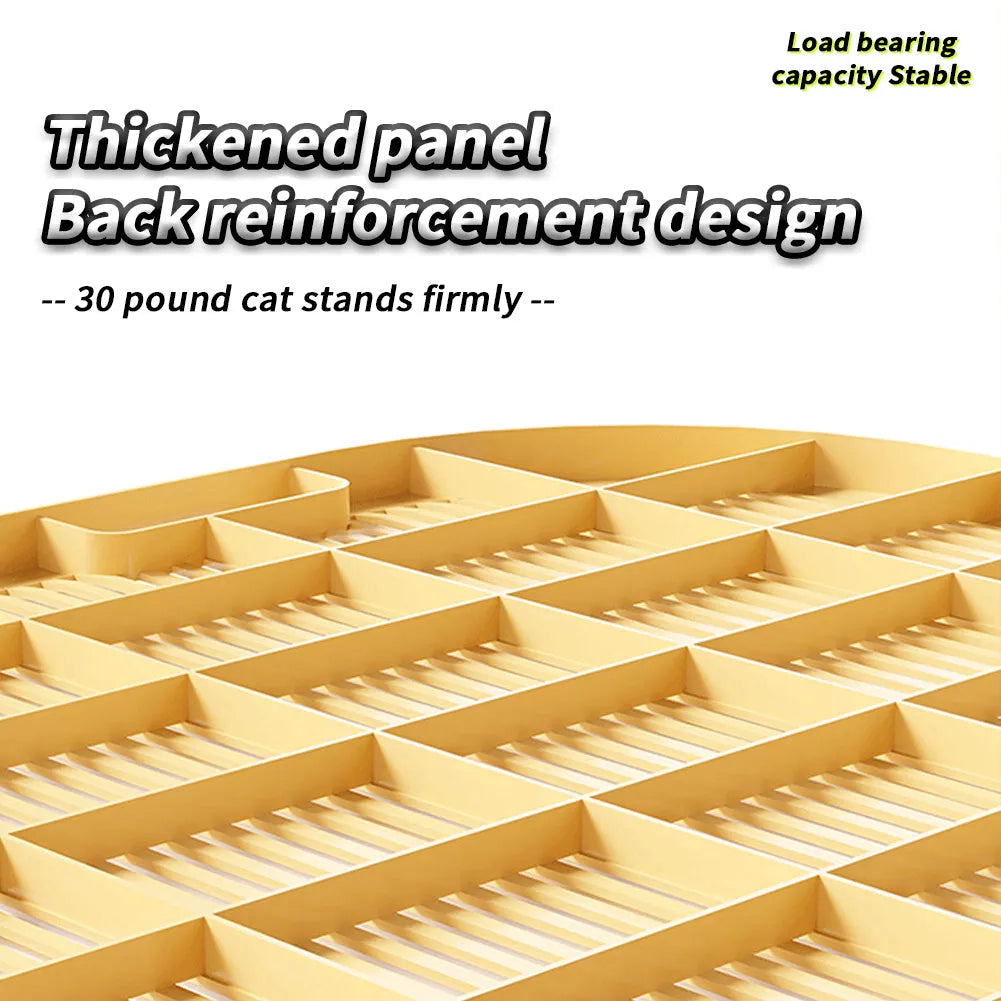 Large milk yellow cat litter mat with double-layer plastic construction and silicone anti-slip feet