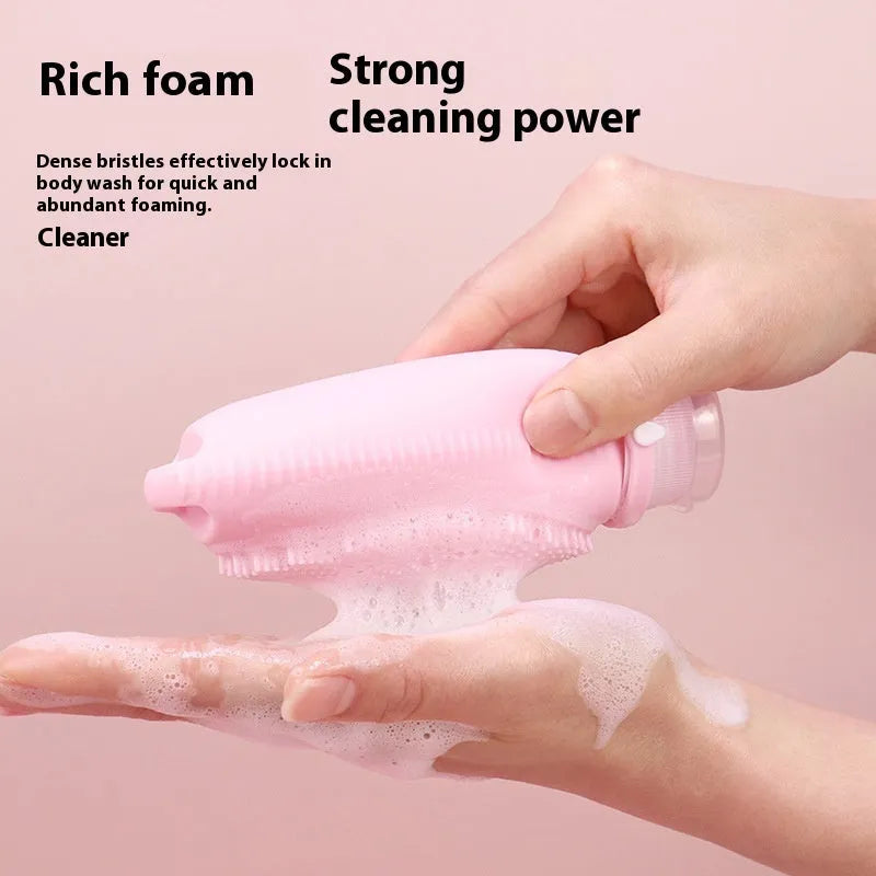Silicone bath brush storage bottle in various colours with 100ml capacity for bathroom organisation