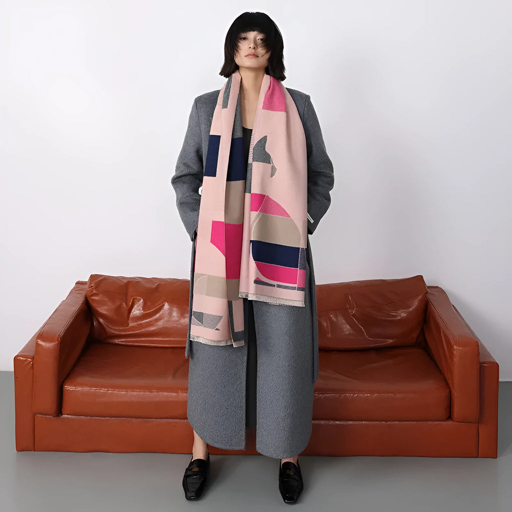 Imitation cashmere scarf shawl in various colours showing 185x65cm dimensions