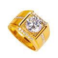 Men's adjustable copper ring with geometric diamond shape in rose gold, gold, or platinum colour finish