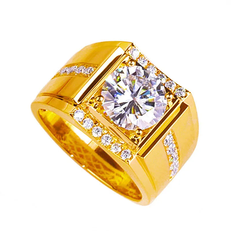 Men's adjustable copper ring with geometric diamond shape in rose gold, gold, or platinum colour finish