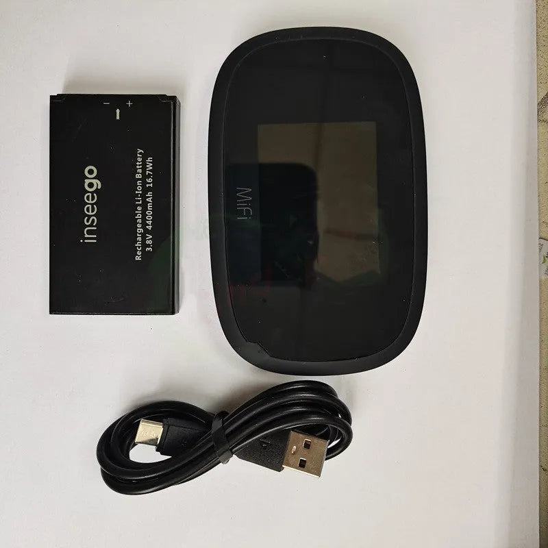 Black portable 4G wireless router with compact design measuring 10cm by 20cm