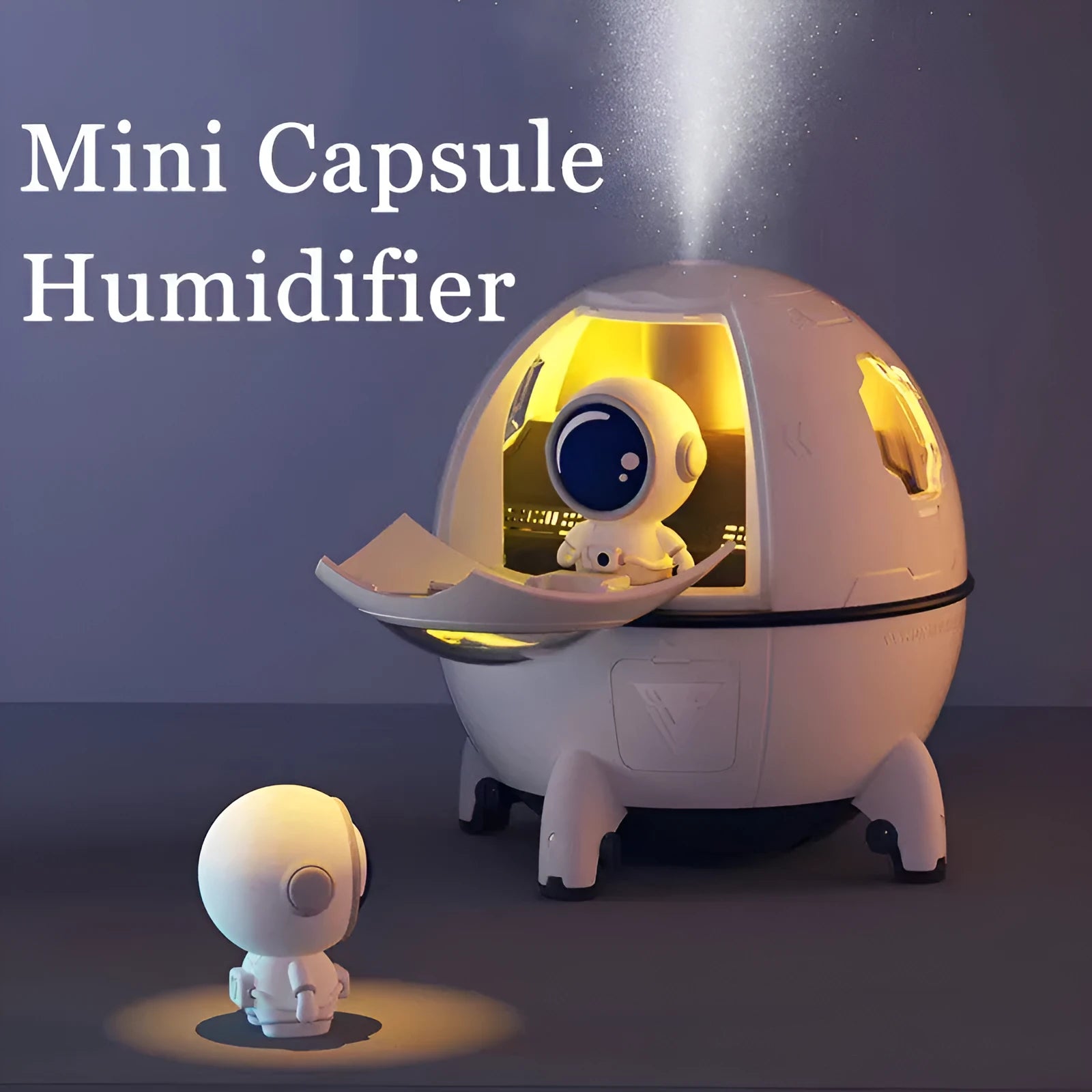 Astronaut-themed USB desktop humidifier with colourful LED lights and 220ml water tank