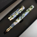 Deep bath green metal ballpoint pen showing three tip size options: 0.5mm, 0.7mm and 1.0mm