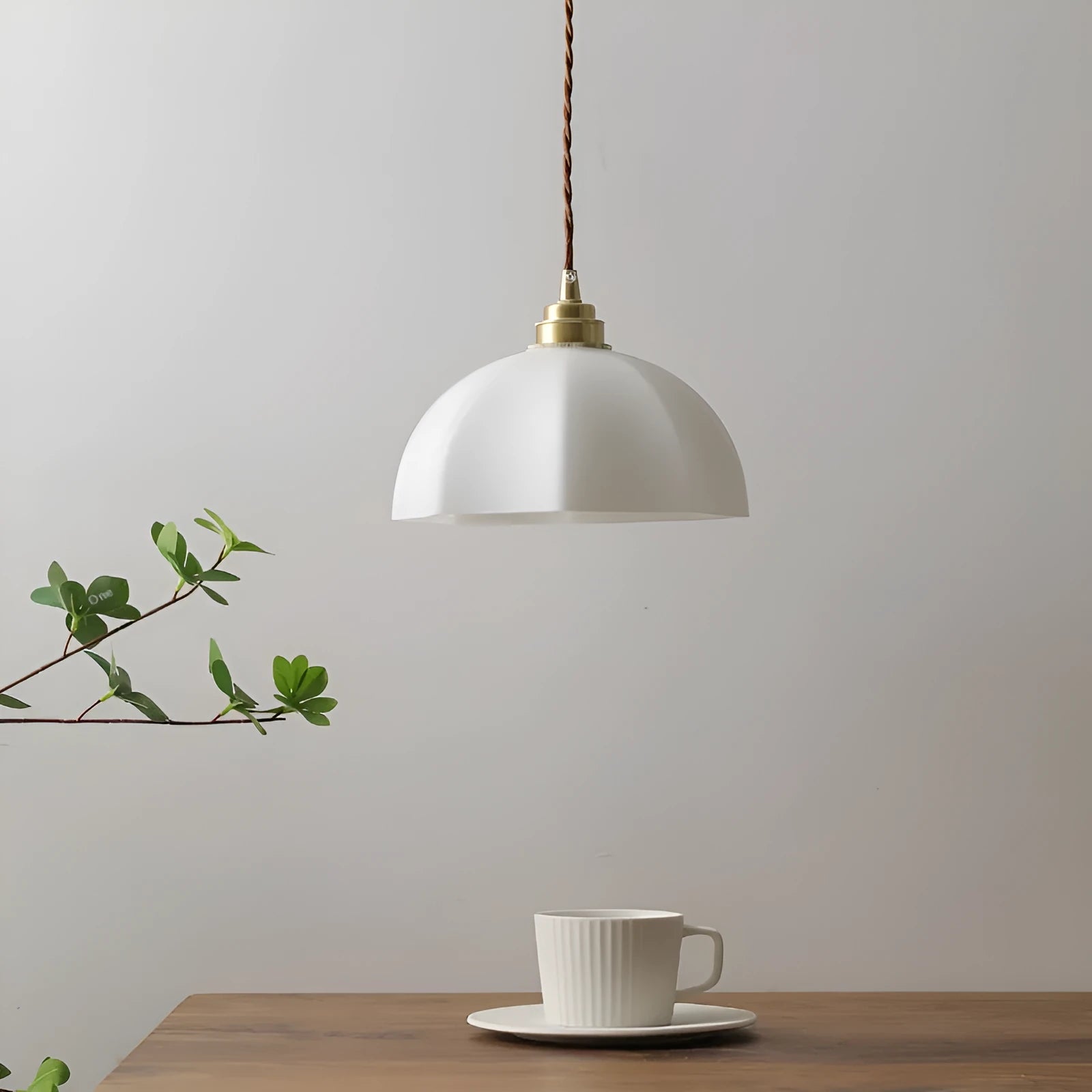 Chinese style brass bedside droplight with copper glass shade and four light colour options