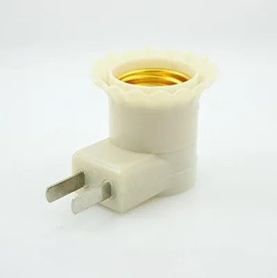 White E27 wall plug screw lamp holder with switch for AU EU or US sockets