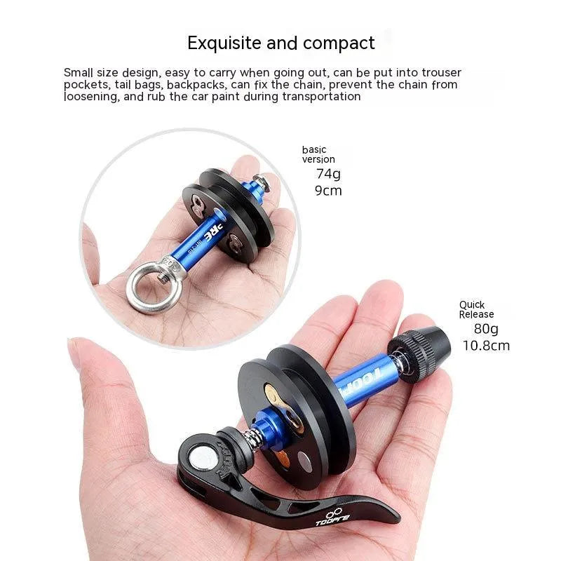 Aluminium bicycle chain holder tool with three format versions for workshop maintenance