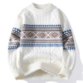 Men's mock neck sweater in beige gray, white, or black, cotton blend pullover, sizes M to 4XL