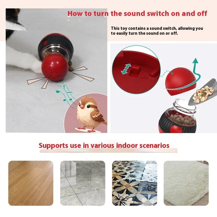 Rotating plastic cat toy with super ball colour and sound function for interactive feeding play