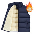 Men's black, dark blue, and red striped lambswool vest for autumn and winter.