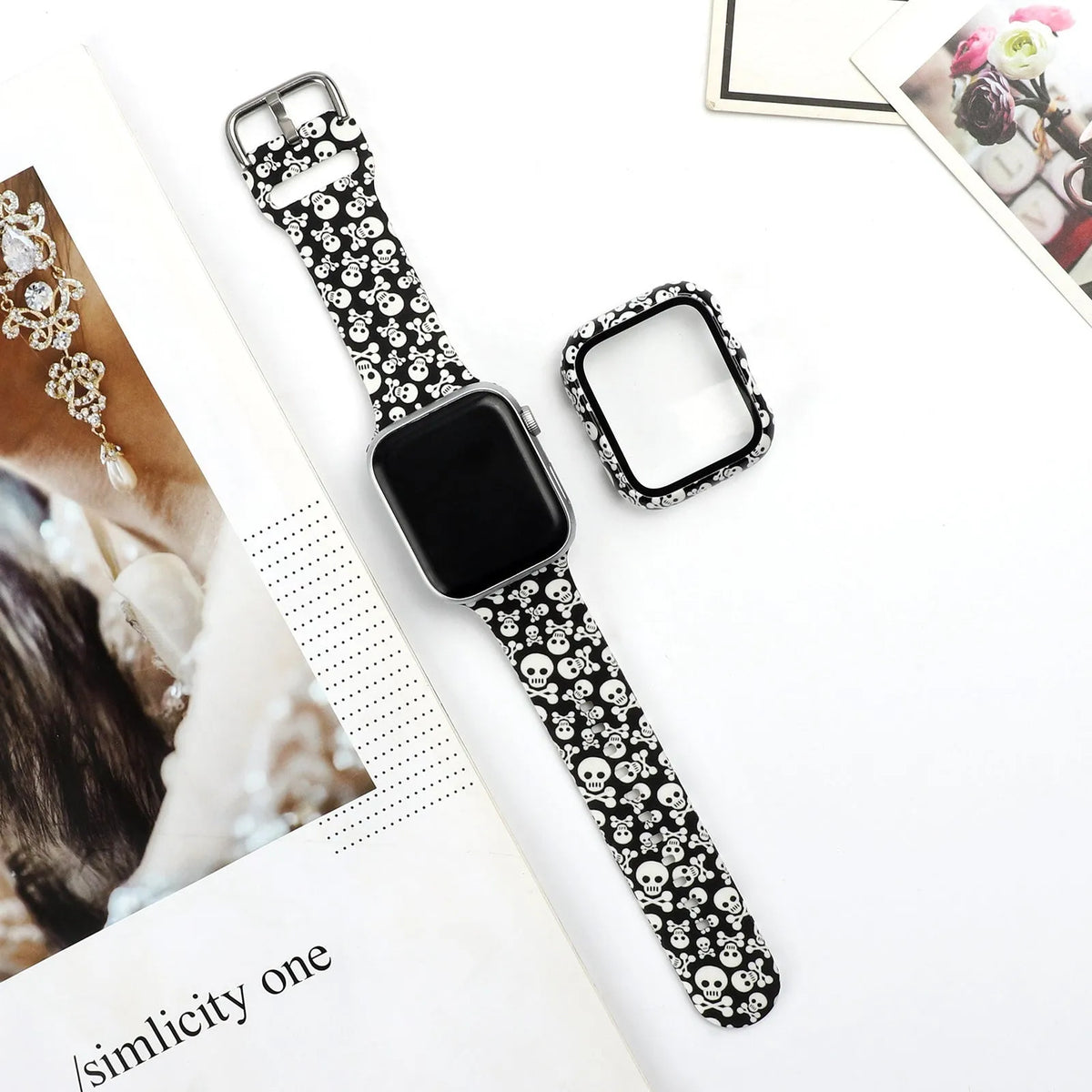 Printed silicone Apple Watch replacement strap compatible with iWatch 1-6 and SE models
