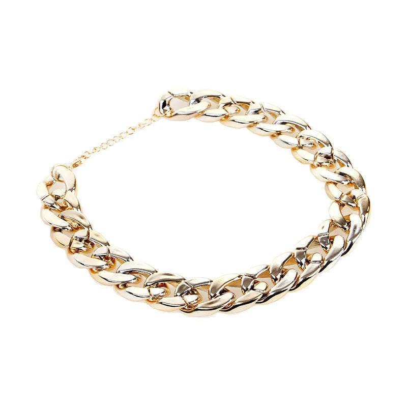 Gold colour chain style dog collar with buckle for small to medium dogs on adjustable 21-50 cm setting