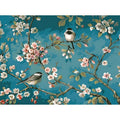 Blue flowers and birds abstract oil painting on 40x50cm linen canvas