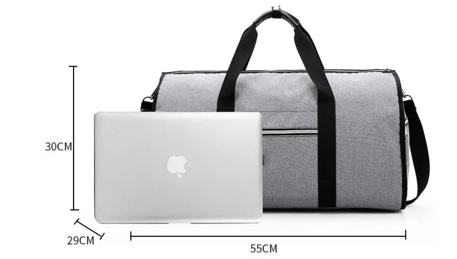 Medium cylinder travel bag in black Oxford cloth with zipper opening and internal pocket
