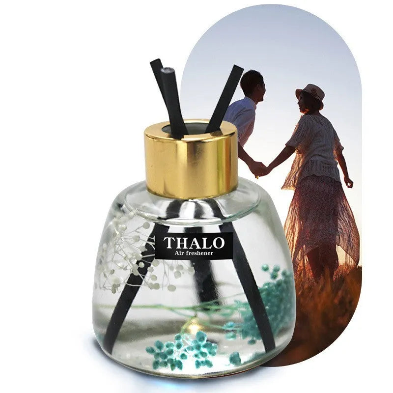 Glass car perfume ornament with loose incense for aromatherapy in vehicle