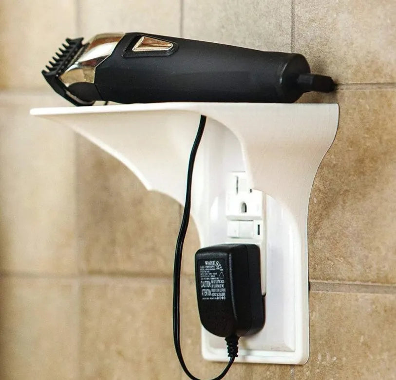 White PP plastic socket rack for garage tool storage measuring 14cm wide by 10cm deep by 15cm high