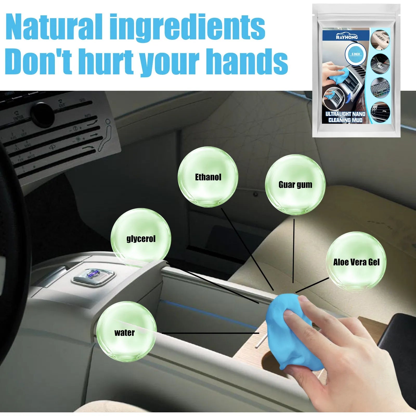 Car interior gap cleaning mud jelly compound for dust removal in tight spaces