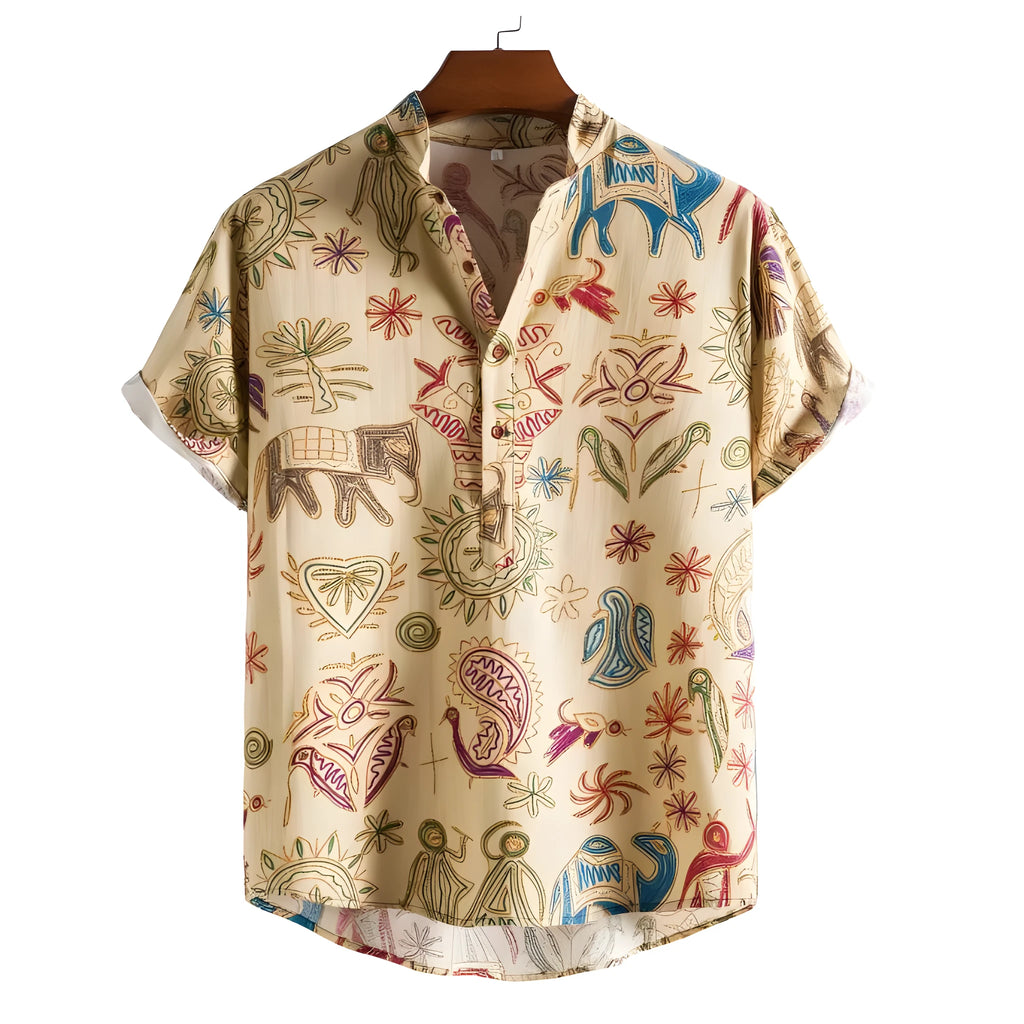 Plus size men's casual shirt with 3D digital printing in loose cardigan style