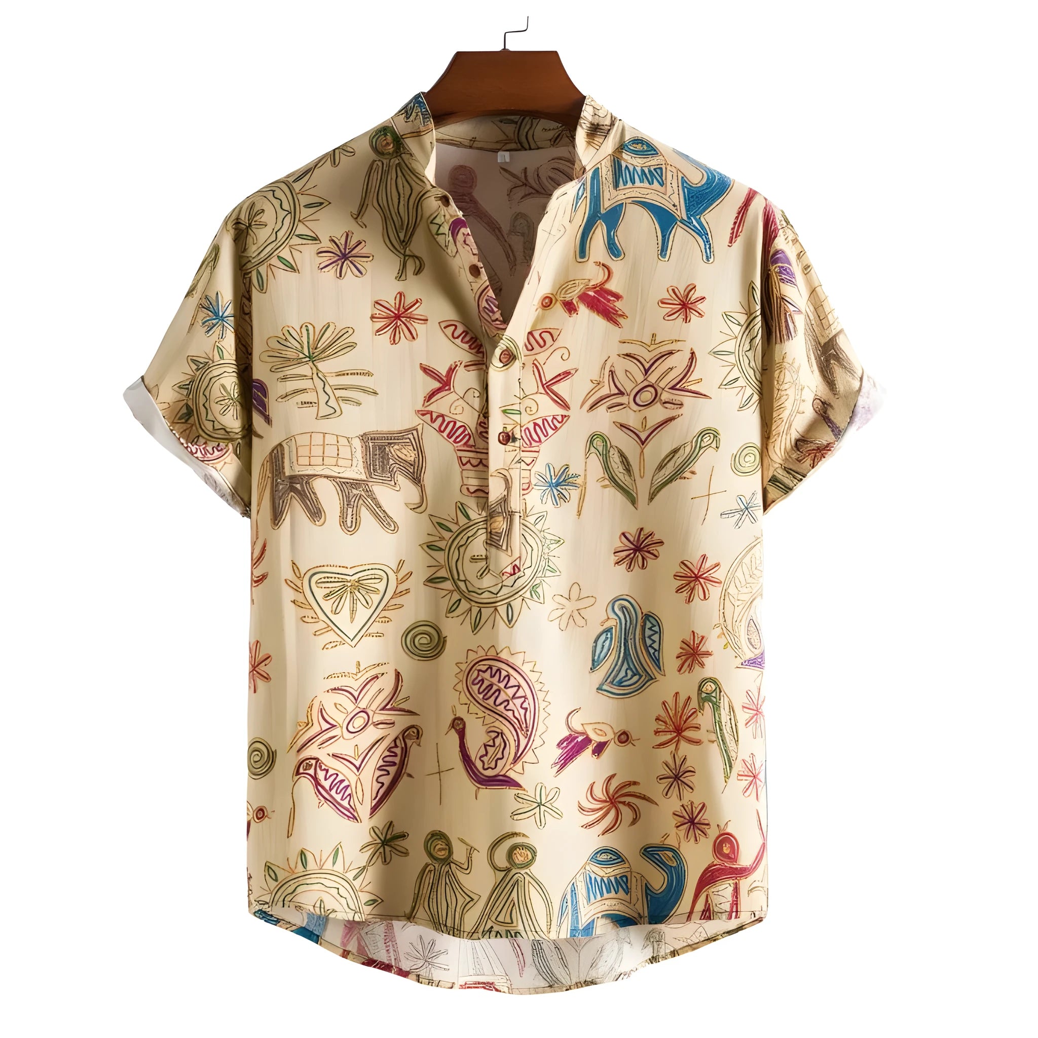 Plus size men's casual shirt with 3D digital printing in loose cardigan style