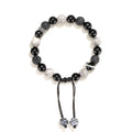 Black agate map stone volcanic bracelet showing diamond shape design and electroplated finish