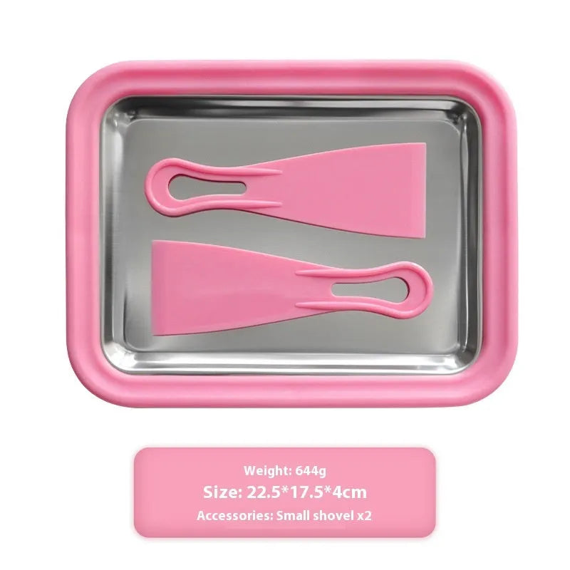 Manual fried yogurt machine for DIY ice cream making in green, pink, white, or rose red.