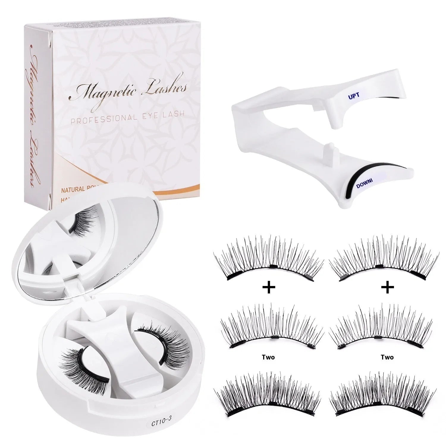 Portable magnetic false eyelash kit with built-in soap holder compartment