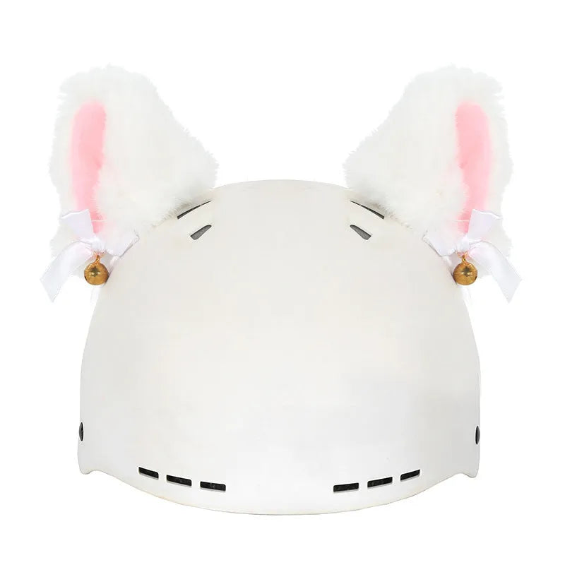Cartoon character plush fabric helmet ear decoration cover for medium-sized helmets.