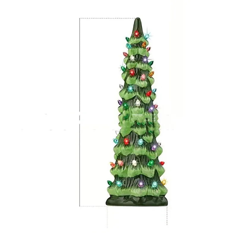 Set of three resin Christmas tree lamp decorations in European style with colour lighting