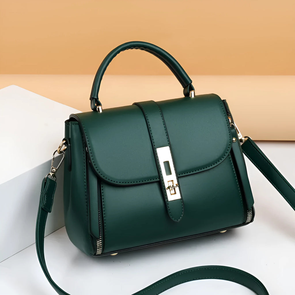 Soft black PU leather women's messenger shoulder bag with a single strap.