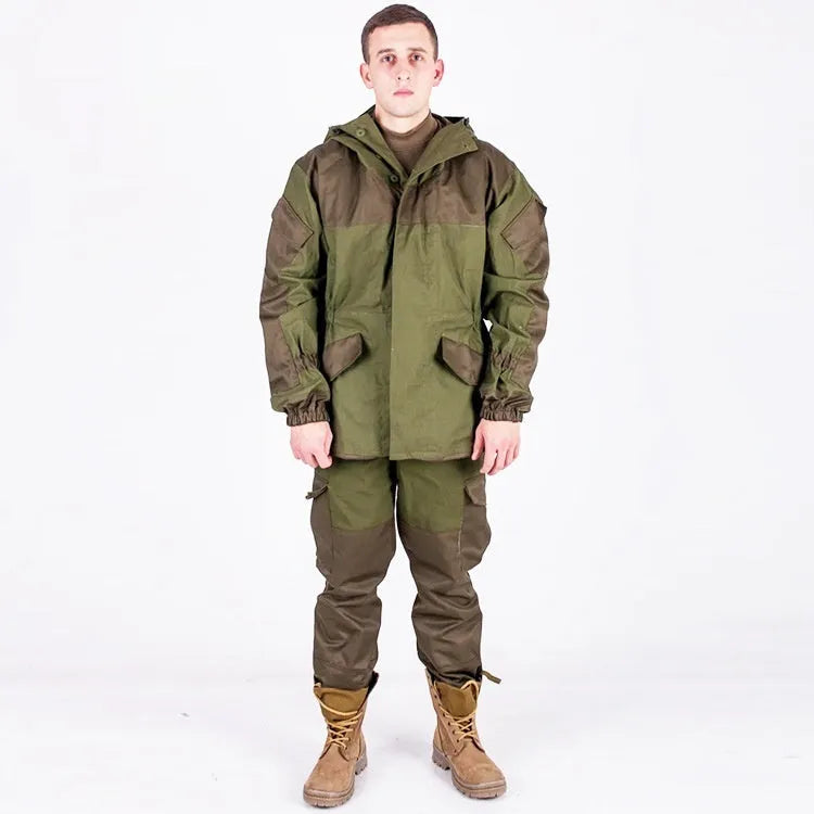 Men's special forces style tactical combat suit in cotton blend fabric, featuring a jacket and trousers.