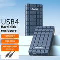 USB4 hard disk enclosure in aluminium alloy case showing compact 50mm wide design with USB4 port