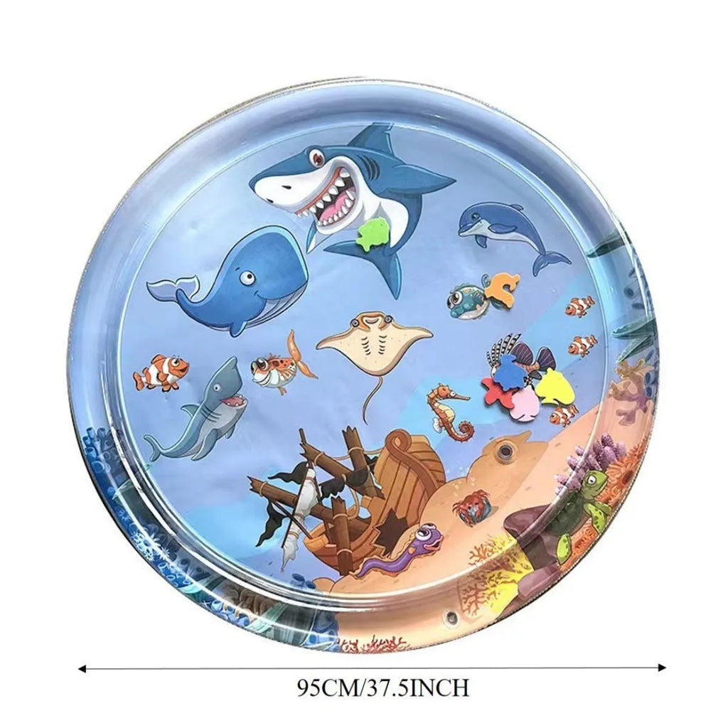 Thickened PVC water sensory playmat for cats with ocean fish theme and floating toys
