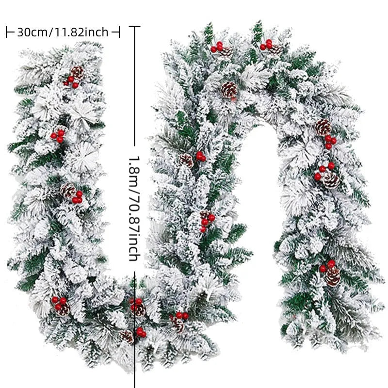Christmas decorative rattan vine with artificial snow flocking in three length options
