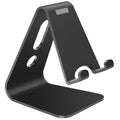 Aluminium universal stand holding a smartphone and a tablet at an adjustable angle.