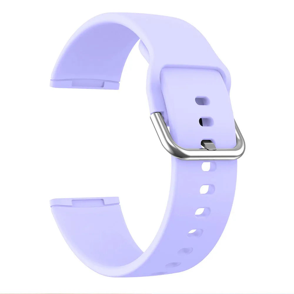 Fitbit Versa 3 and Sense 2 silicone replacement strap with silver buckle in one of twelve colour options.