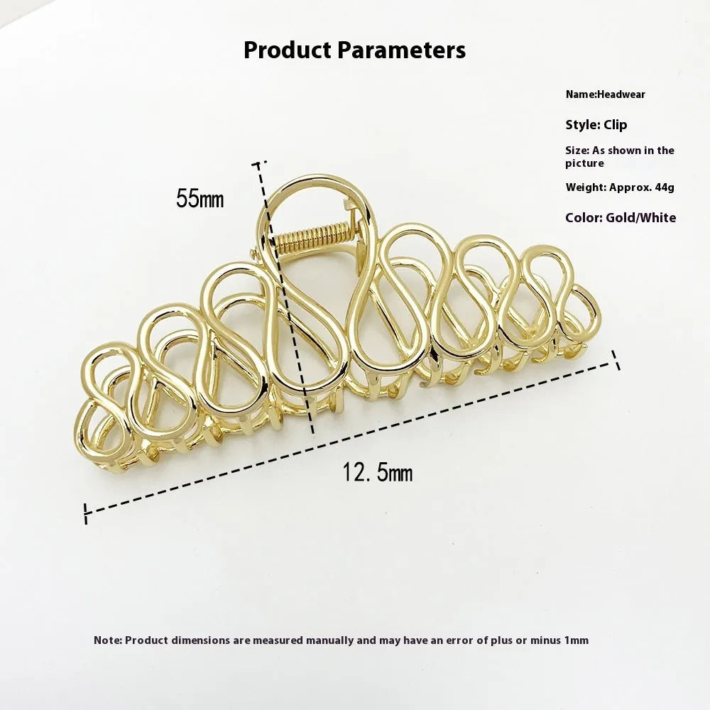 Gold or silver electroplated large minimalist updo hair clip with tassel detail for thick hair