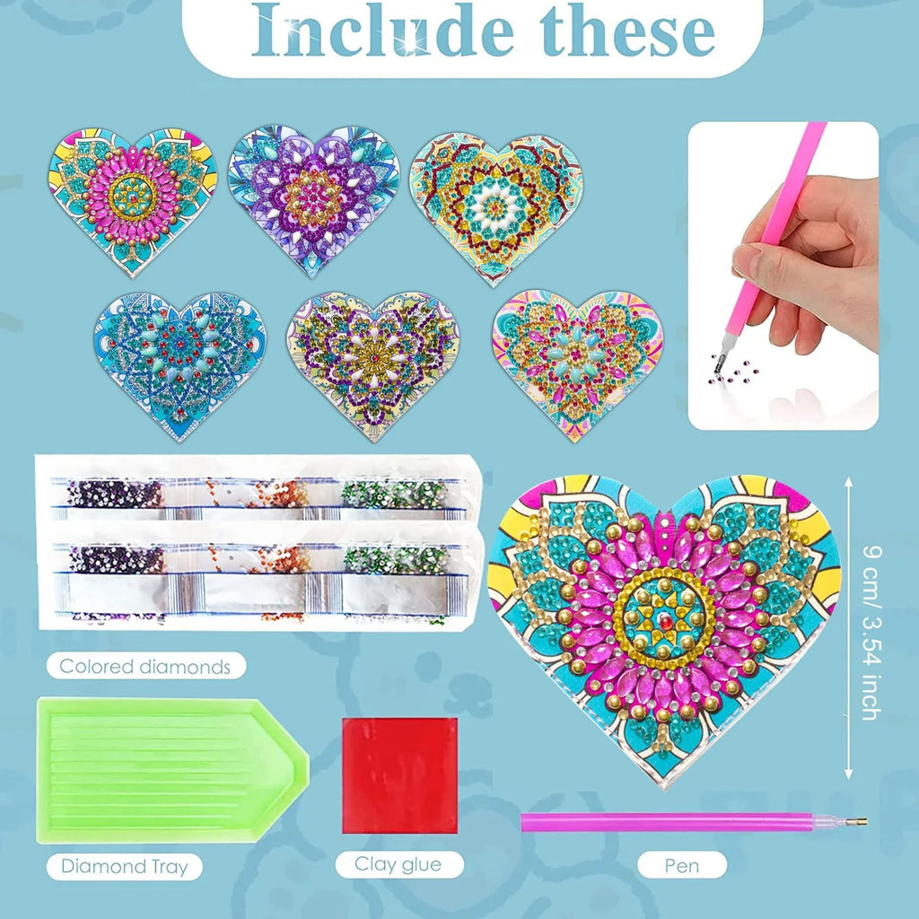 Six handmade PU leather bookmarks with stick-on crystal flower corners in modern simplicity style
